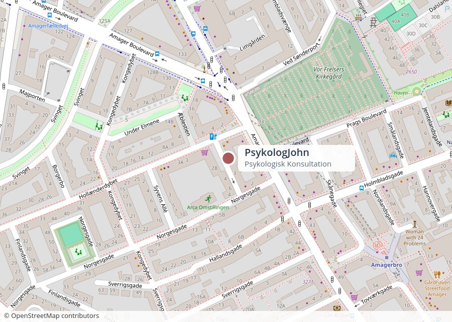 Kort over klinikken på Amagerbro – Anders Henriksens Gade 1, 2300 København S