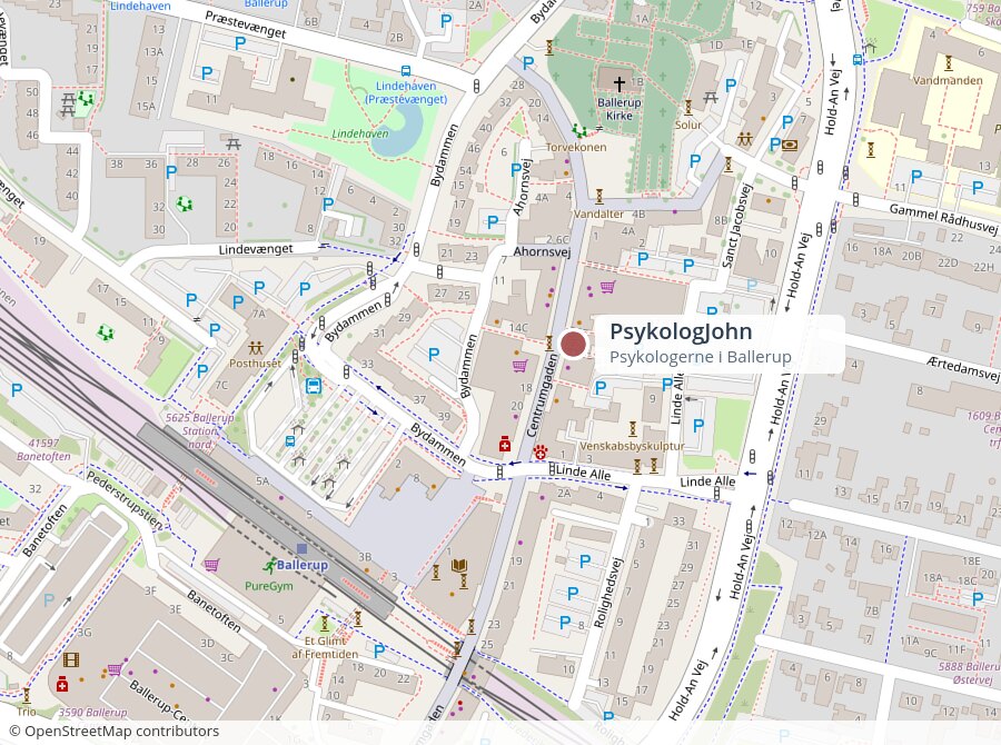Kort over Psykologerne i Ballerup – Centrumgaden 7, 1., 2750 Ballerup, tæt ved Ballerup Station
